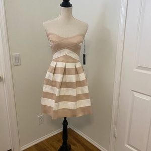 Stripe dress. Strapless with Zipper on the back.